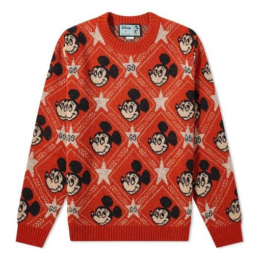 Pleteni pulover Gucci Disney x Mickey Mouse Pattern Knitted Crewneck Sweater Rdeča | 601563-XKA57-7841