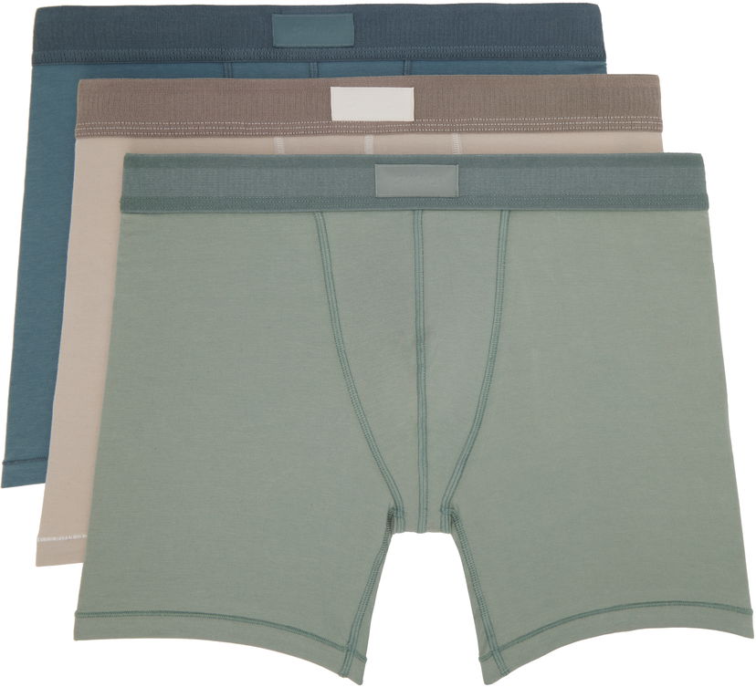 Boksarice SKIMS SKIMS Cotton 5 Three-Pack Boxer Briefs Zelena | BO-BBR-5635M-STONE MULTI
