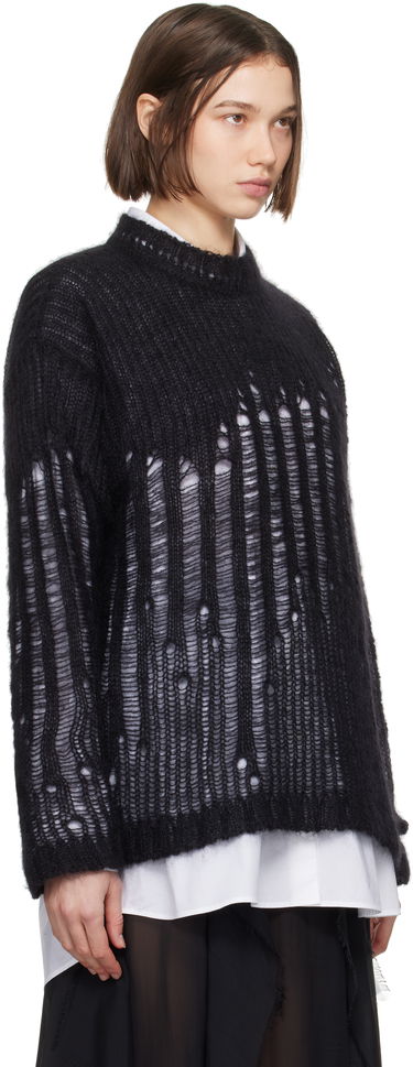 Pleteni pulover Ann Demeulemeester Ann Demeulemeester Rigmor Oversize Distressed Sweater Črna | 2402-W-KN09-KN044-099, 1