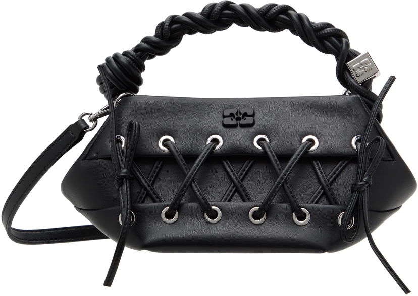 Torbica GANNI GANNI Mini Bou Lace-Up Bag Črna | A6635