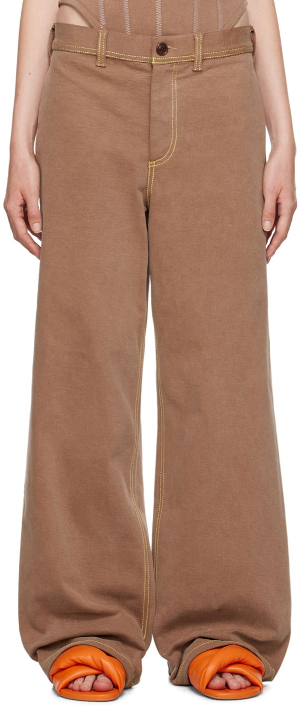 Kavbojke Marni Contrast Stitching Jeans Rjava | PAJD0497S0 USCW76