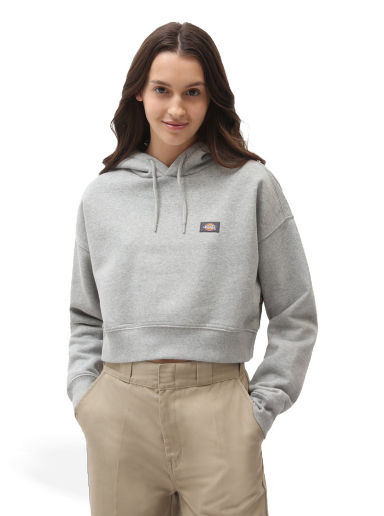 Pulover Dickies Oakport Cropped Hoodie Siva | 0A4XJT