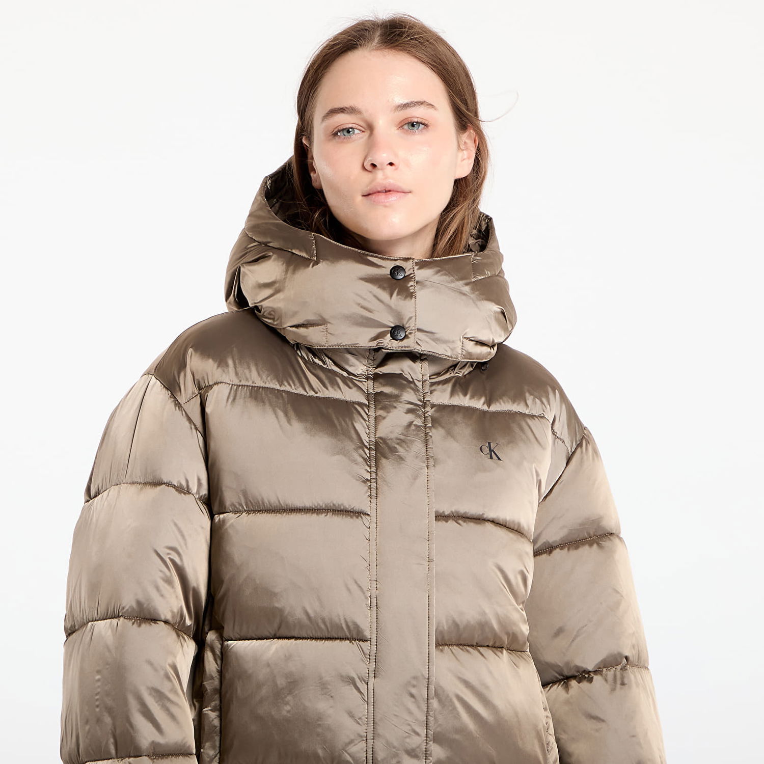 Puhovka CALVIN KLEIN Shiny Satin Puffer Jacket Brindle Bež | J20J224616 PAV, 1