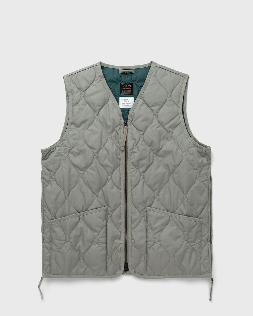Telovnik TAION MILITARY ZIP V NECK DOWN VEST Zelena | TAION-001ZML-1-GREEN