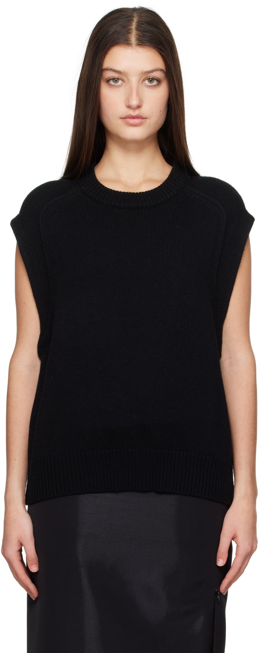 Pleteni pulover Loulou de Saison Loulou de Saison Mari Sleeveless Knit Top Črna | MARI