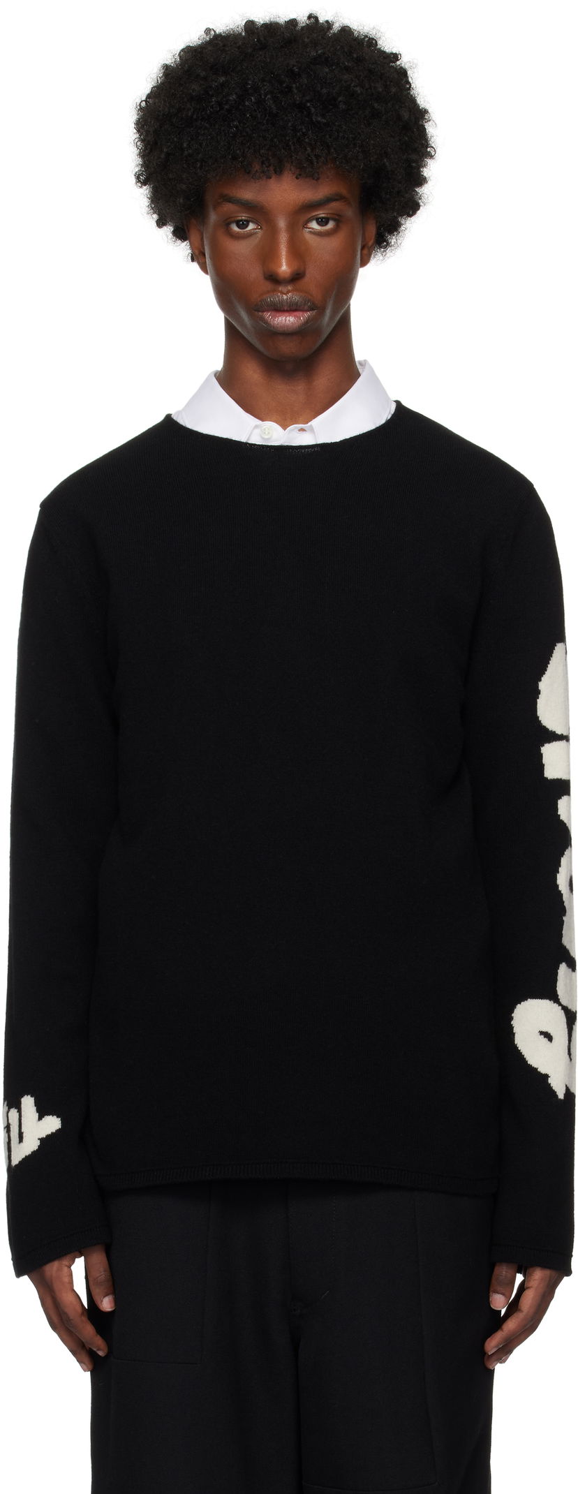 Pleteni pulover Comme des Garçons Crewneck Sweater Črna | FN-N006-W24