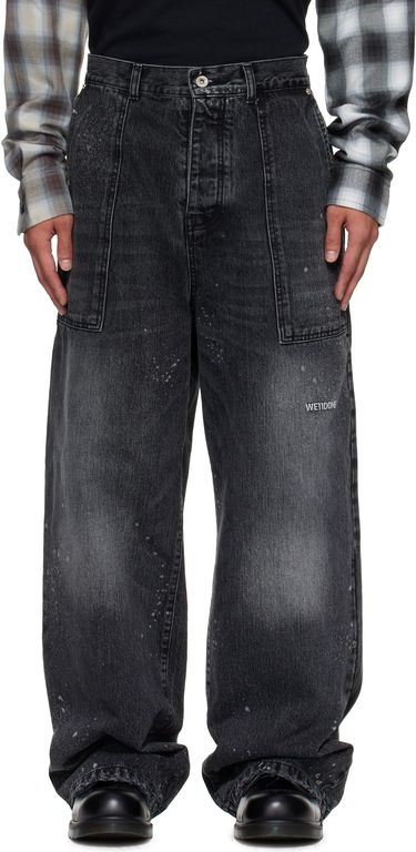 Kavbojke We11done Carpenter Wide-Leg Distressed Paint Splatter Jeans Črna | WD-DP2-25-340-M-BK, 0