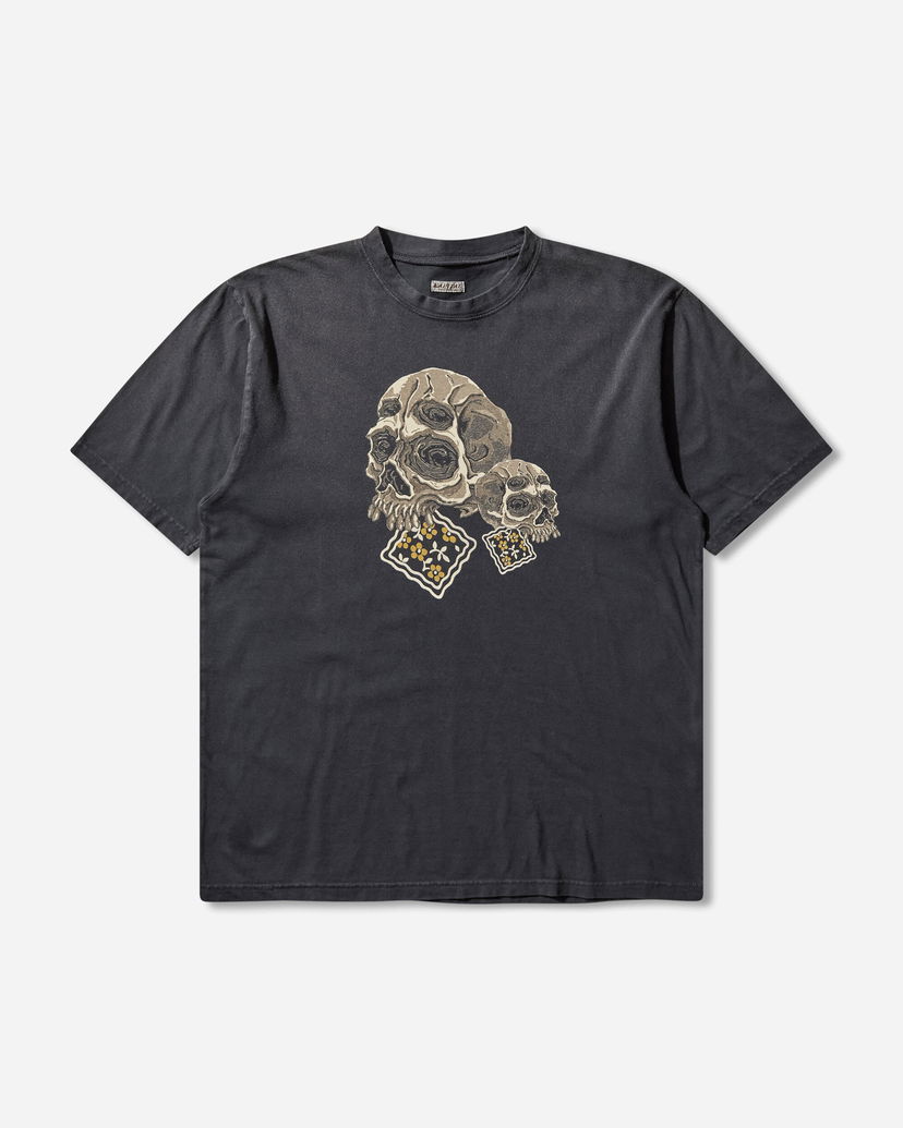 Majica KAPITAL Jersey Crew T-Shirt Peckish Rain Skull Črna | K2506SC233 BLACK