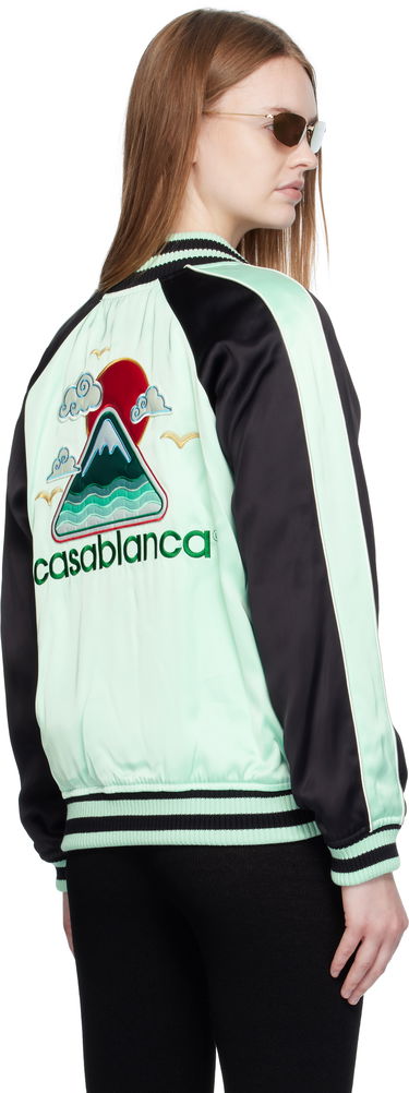 Bomber jakna Casablanca Casablanca Embroidered Satin Bomber Jacket Zelena | WPF25-JK-373-01, 2