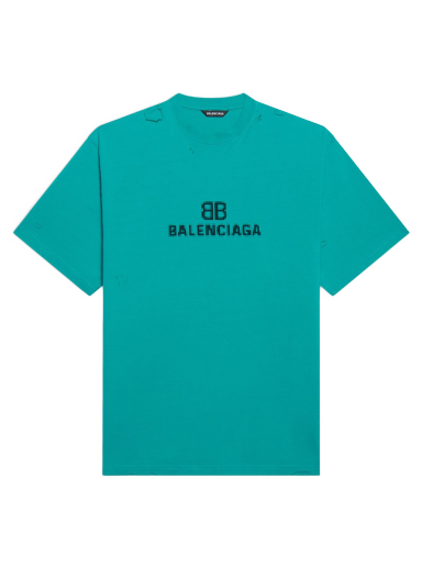 Majica Balenciaga BB Pixel Boxy T-Shirt Turkizna | 651795TKVF53660