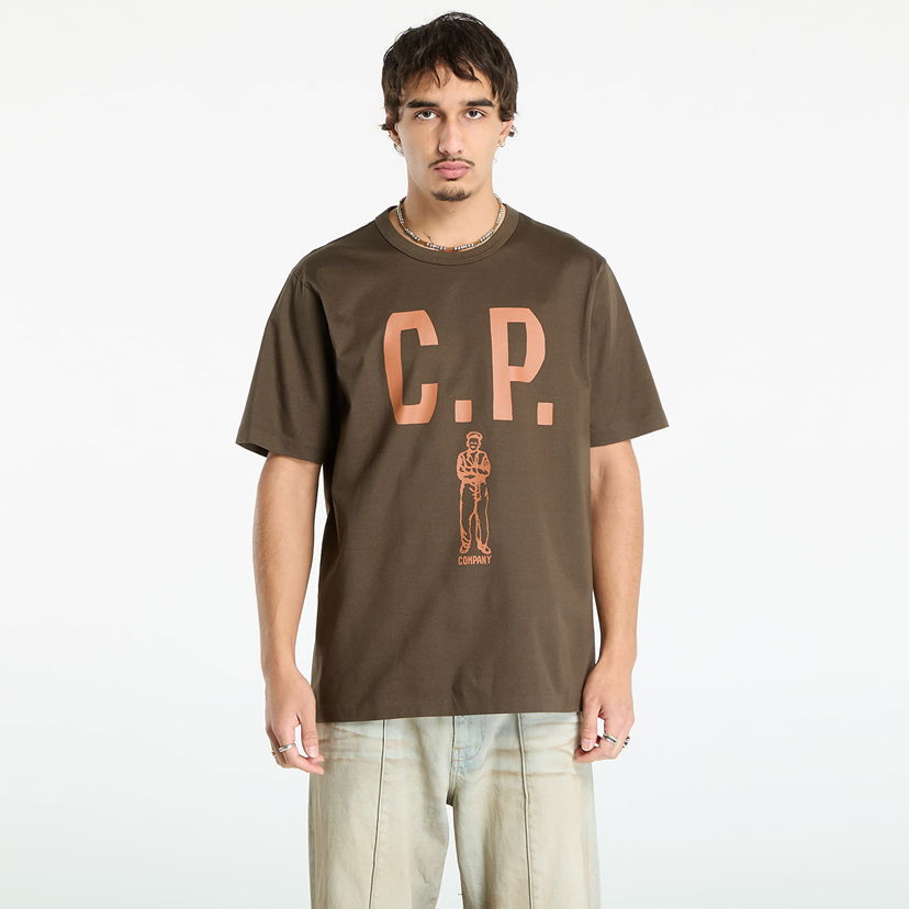 Majica C.P. Company Mercerized 30/2 Jersey Twisted Short Sleeve Logo T-Shirt Ivy Green Zelena | 19CMTS112A110301W-683