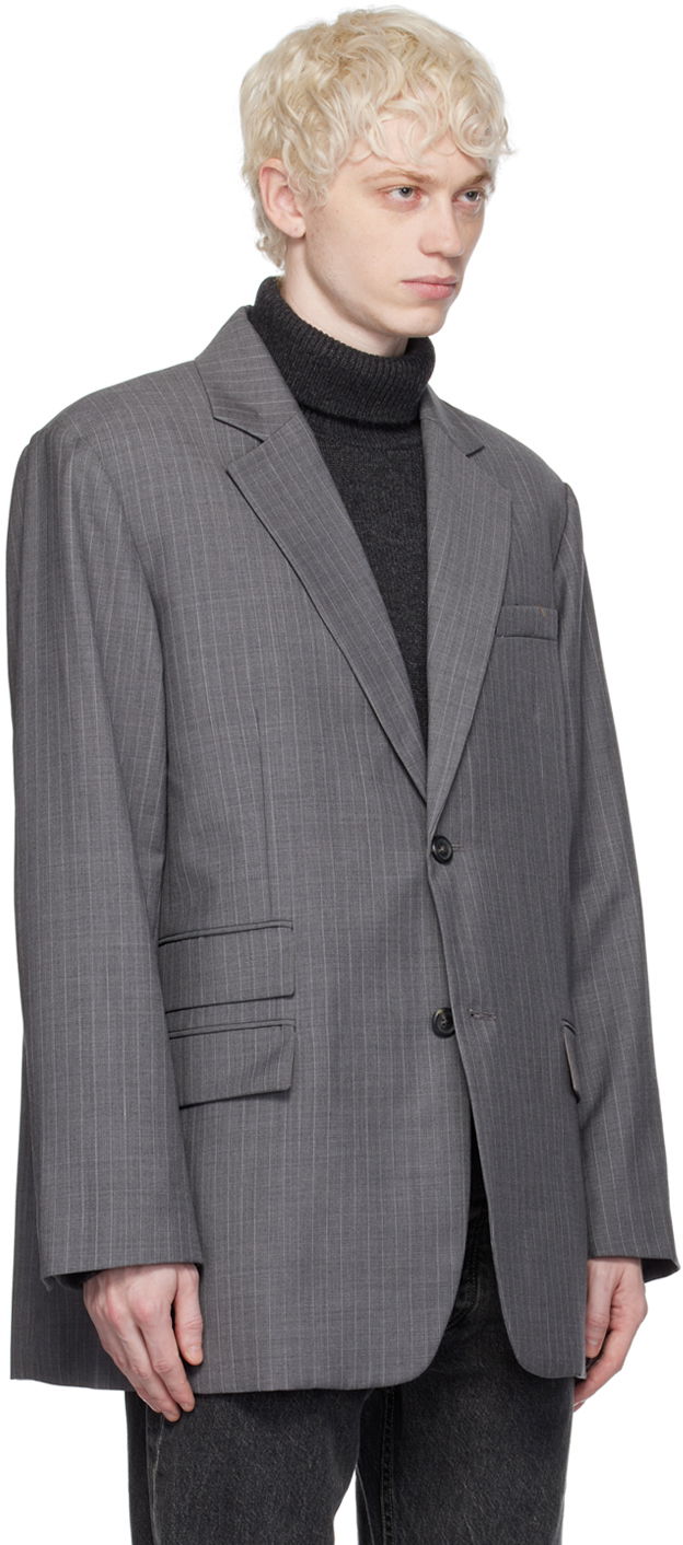 Jakna Helmut Lang Oversized Pinstripe Blazer Siva | N09HM104, 1
