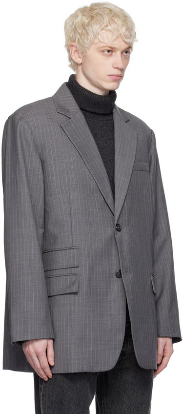 Jakna Helmut Lang Oversized Pinstripe Blazer Siva | N09HM104, 1