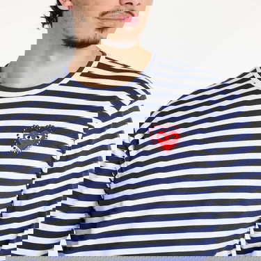 Majica Comme des Garçons Comme des Garçons PLAY Stripe Emblem Long Sleeve Tee Mornarica | AX-T806 NAVYxWHITE, 4