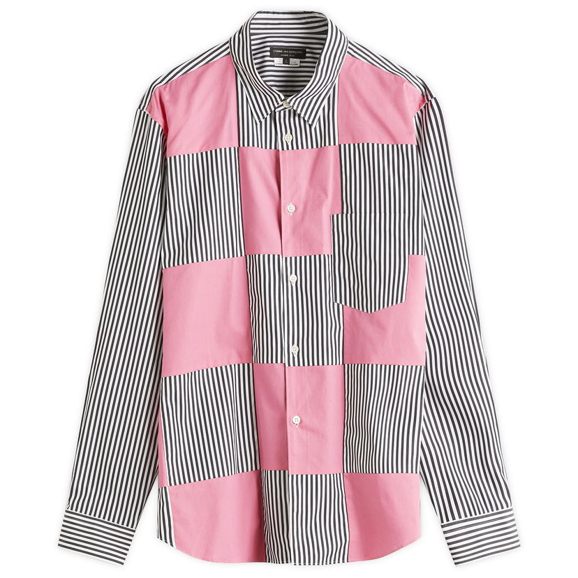 Srajce Comme des Garçons Homme Plus Stripe Patch Work Shirt Roza | PO-B002-051-1