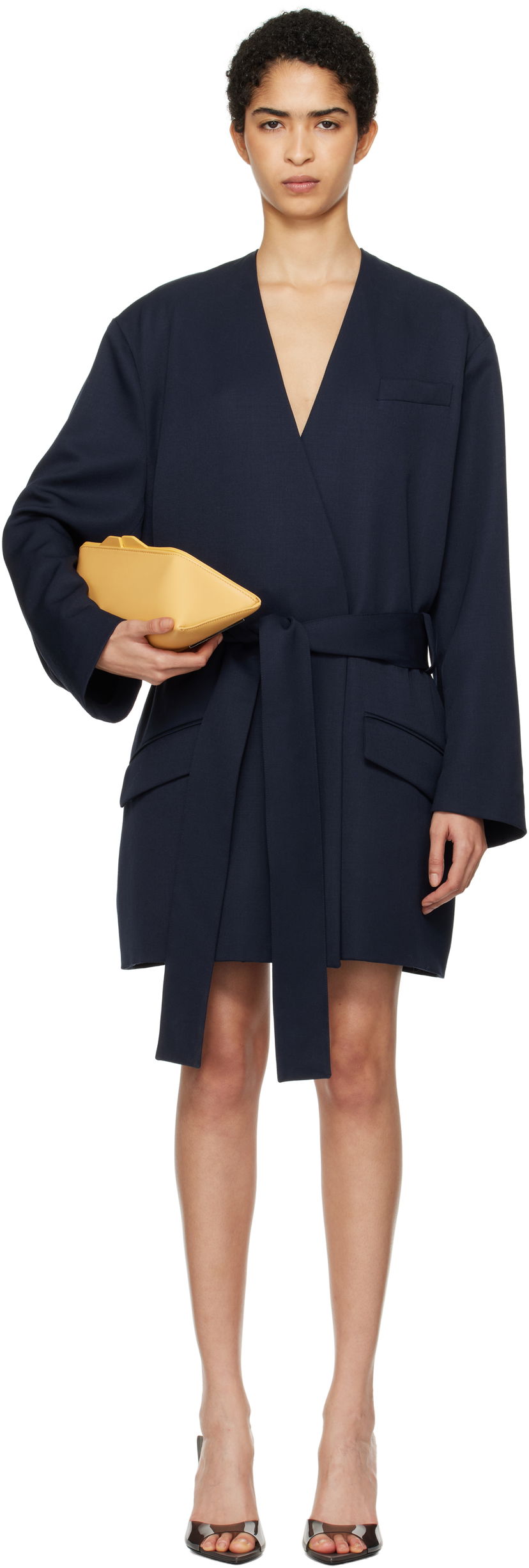 Obleke The Attico Attico Wrap Blazer Mini Dress Mornarica | 250WCC00080 WWW046AA