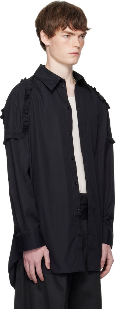 Srajce Simone Rocha Simone Rocha Ruffle Shoulder Patch Tunic Shirt Črna | 5383 1025, 1
