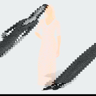 Obleke adidas Performance Leopard Print Maxi Dress with V-Neck Rjava | JW2773, 0