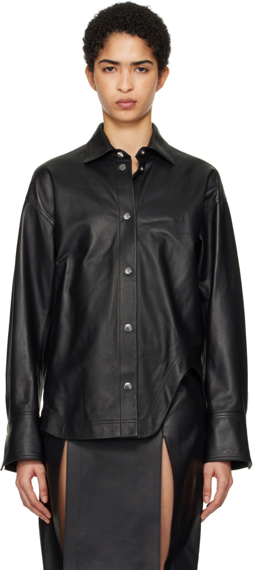 Srajce The Attico Attico Eliza Leather Shirt Črna | 250WCB00074 LBT129AA