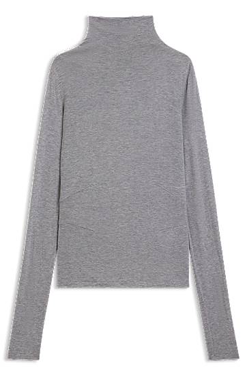 Dres BOSS Long-sleeve high-neck top in soft jersey Siva | 50550639