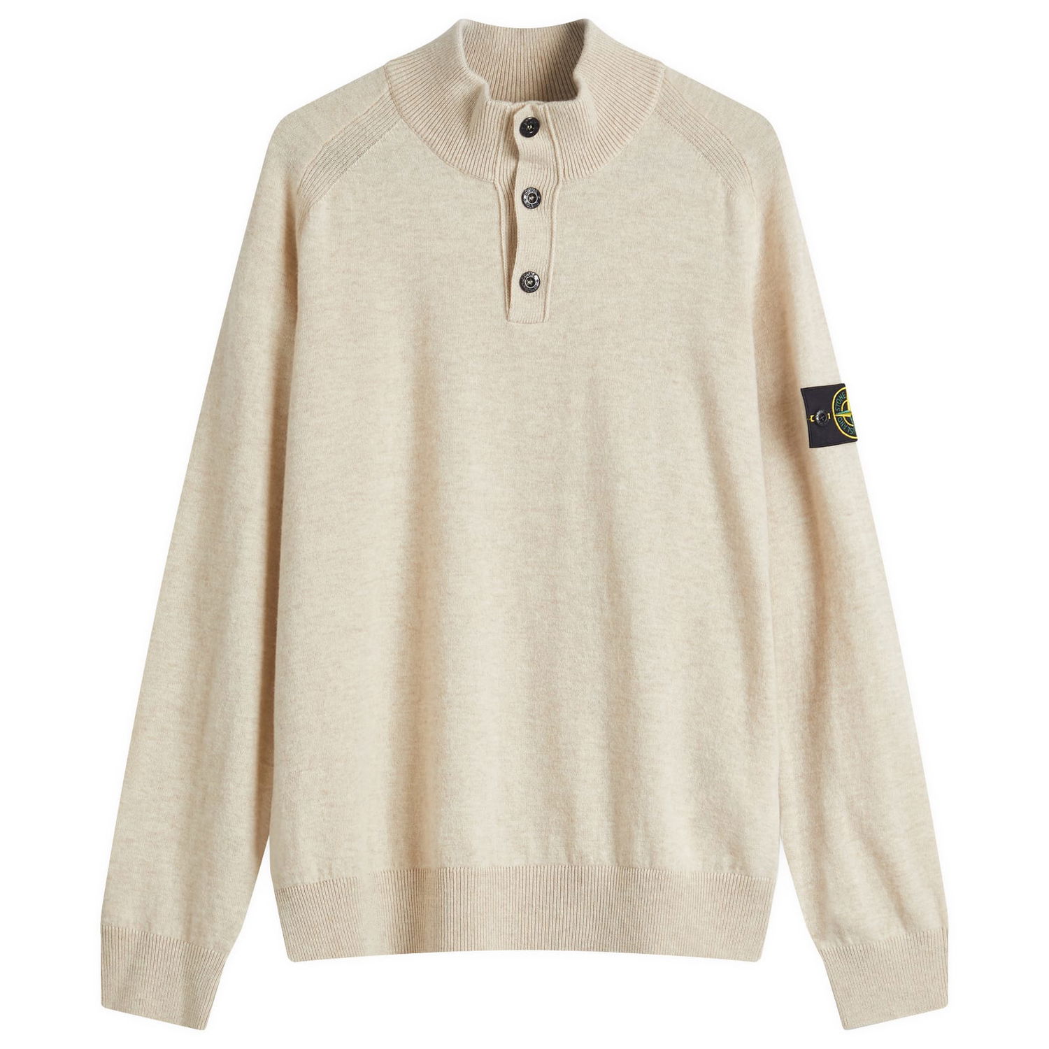 Pleteni pulover Stone Island Stone Island Geelong Wool Half Button Knit, Size Large Bež | K1S155100043-V0M9A, 0