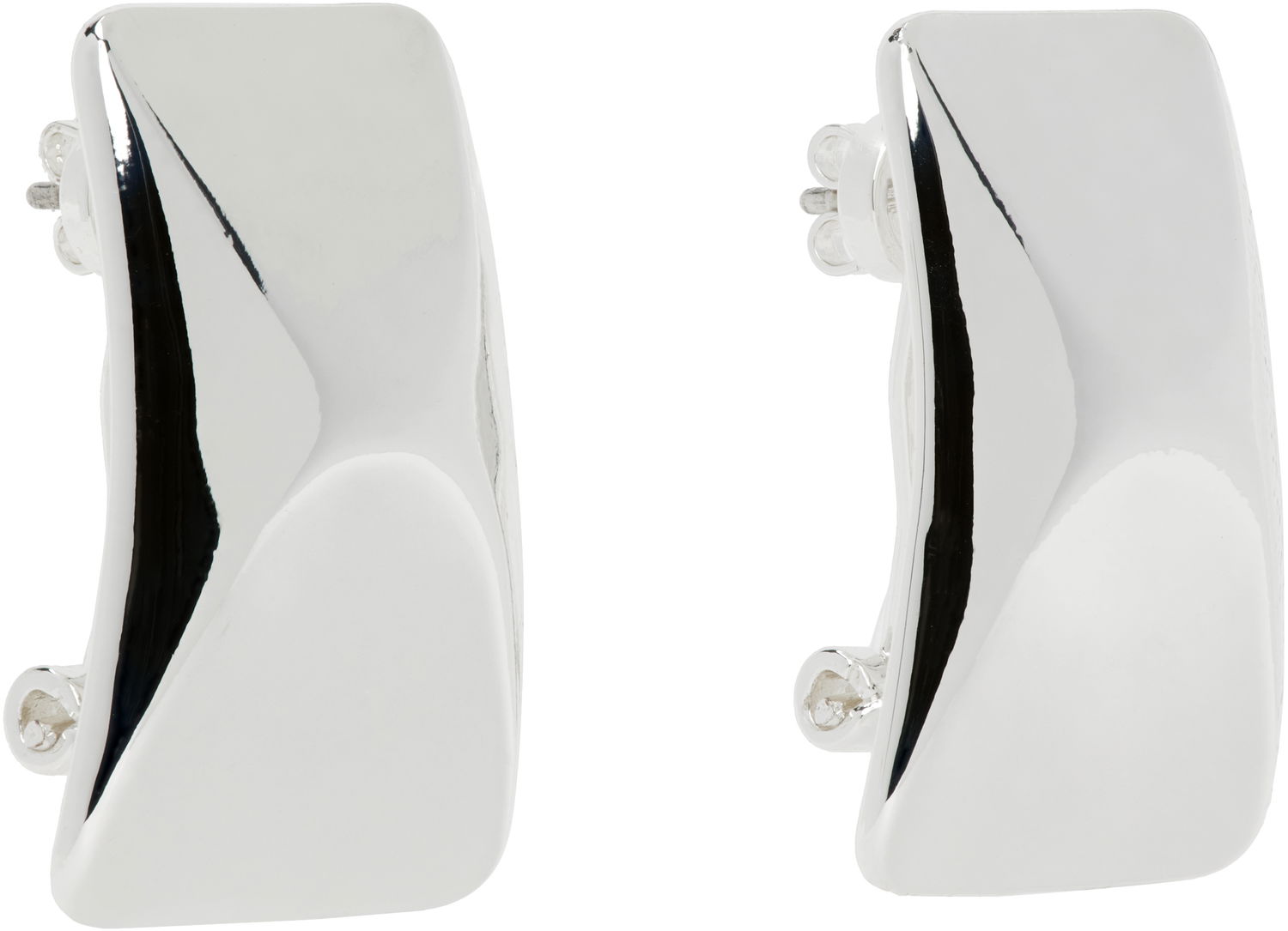 Uhani Anine Bing ANINE BING Curved Rectangle Earrings Kovinski | A-15-10734-SLV1, 1