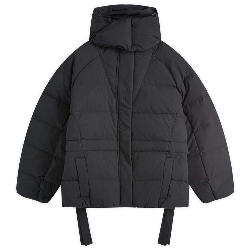 Puhovka GANNI GANNI Tech Seersucker Oversized Puffer Jacket, Size X-Large Črna | F9496-099