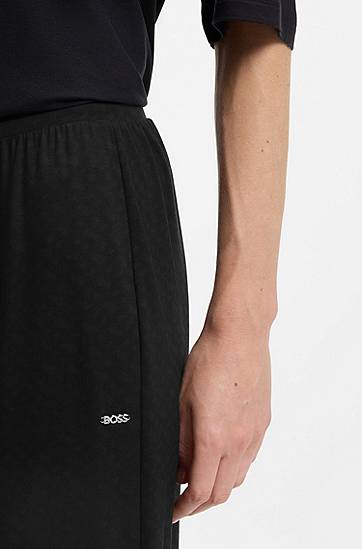 Pižame BOSS Monogram-print pyjama bottoms with logo plate Črna | 50550711, 1