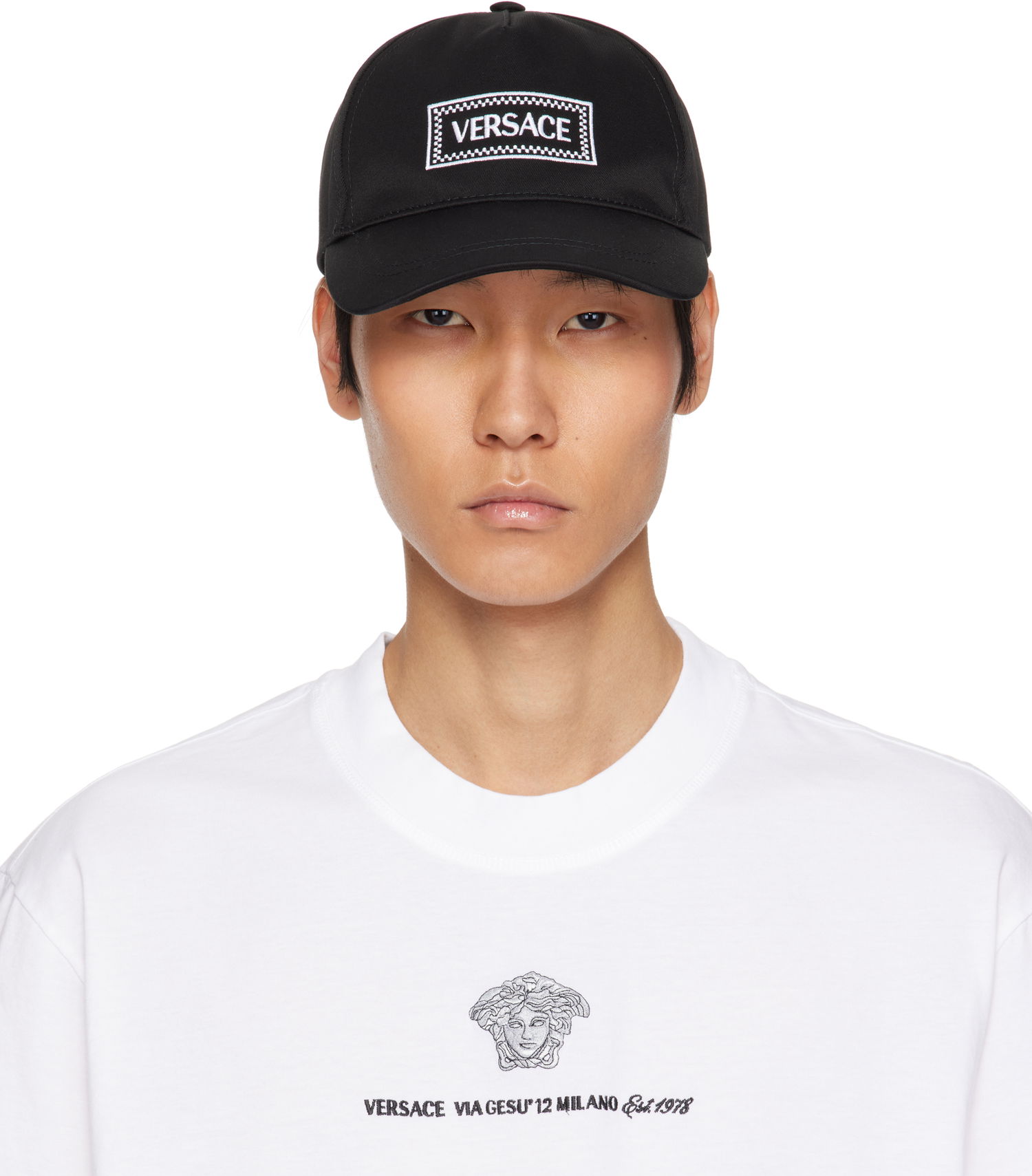 Kapa Versace Versace Embroidered Drill Cap Črna | 1010746_1A11316, 0