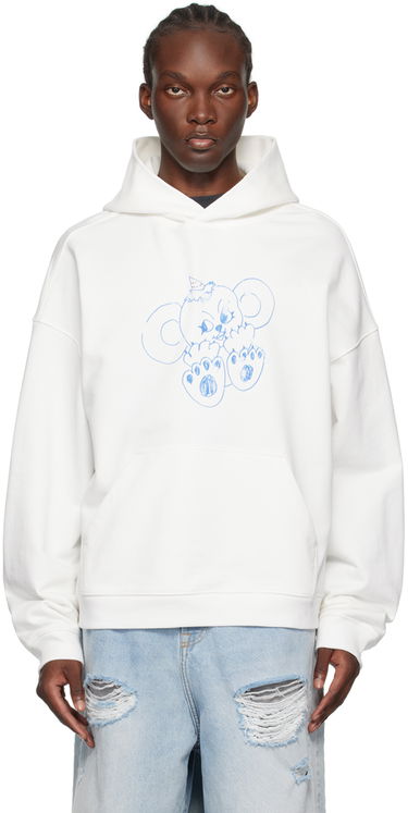 Pulover We11done Monster Print Hoodie Bela | WD-TH2-24-831-U-IV, 0