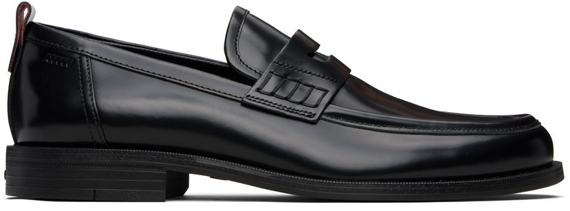 Superge in čevlji BOSS HUGO Leather Loafers with Rubber Sole Črna | 50548591