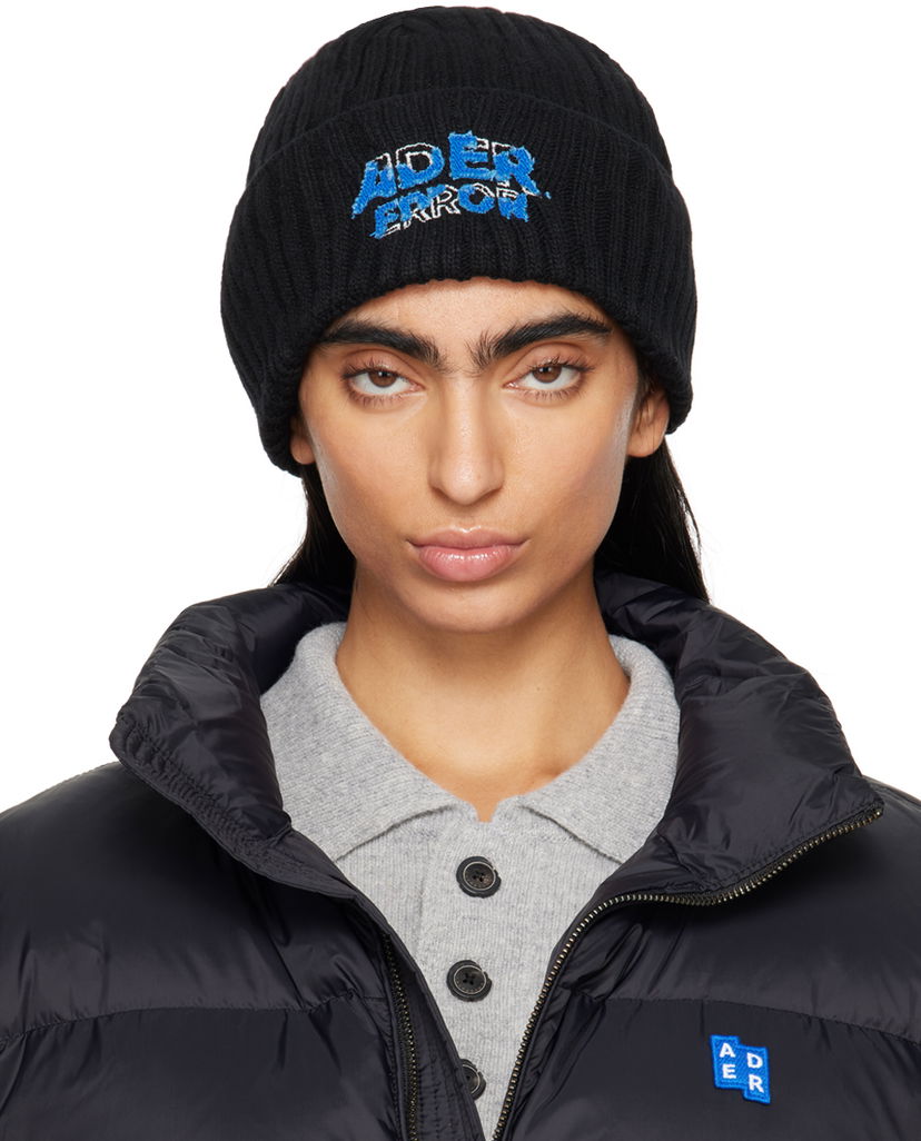 Beanie ADER ERROR Logo Embroidered Beanie Črna | BN26FYHW0501BK