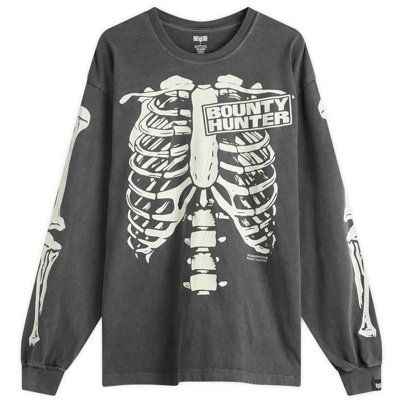 Majica Neighborhood Neighborhood x Bounty Hunter Skeleton Graphic Long Sleeve T-Shirt, Size Large Siva | 251PCBHN-LT01-BLK