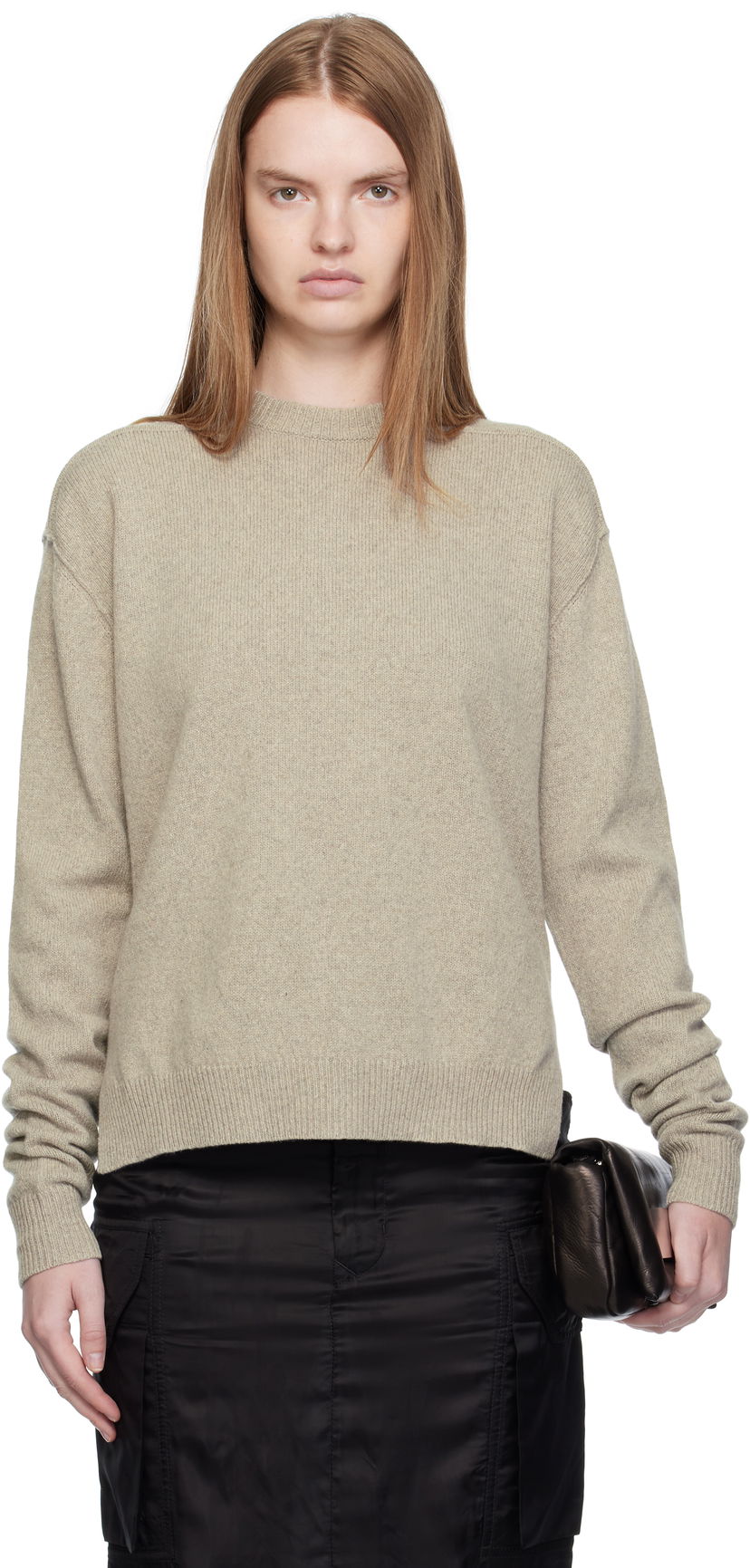 Pleteni pulover Rick Owens Rick Owens Concordians Round Neck Sweater Bež | RP02E4679 WSBR