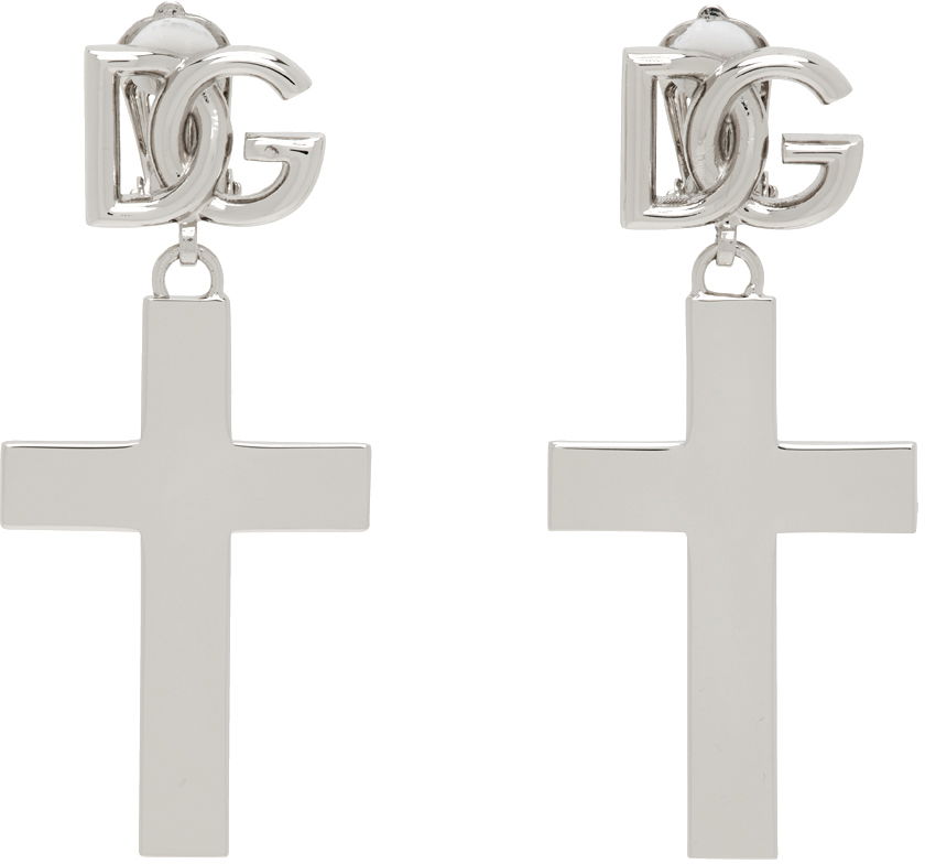 Uhani Dolce & Gabbana Dolce&Gabbana Cross Drop Earrings Kovinski | WEQ4C1 W1111, 0