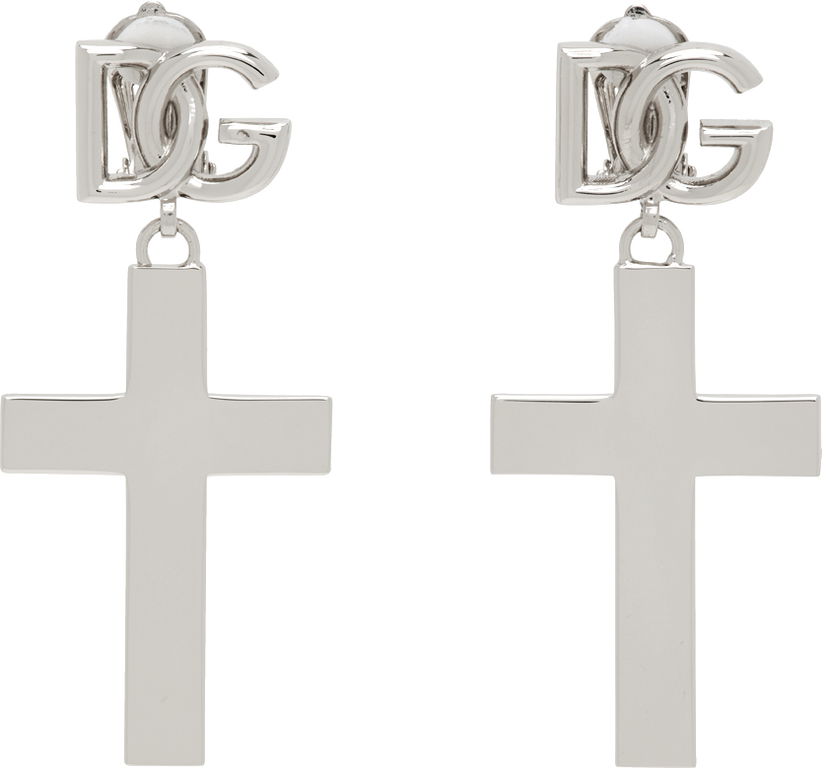 Uhani Dolce & Gabbana Dolce&Gabbana Cross Drop Earrings Kovinski | WEQ4C1 W1111
