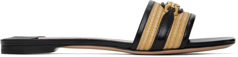 Modni dodatki Tom Ford TOM FORD Raffia Calfskin Slide Sandals Črna | W3523-TRA004G
