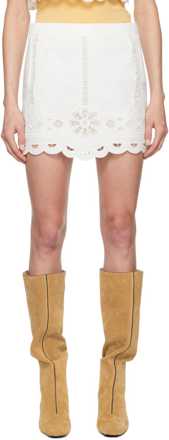 Krila ISABEL MARANT Lace Mini Skirt Bela | JU0242FA-B3J06I