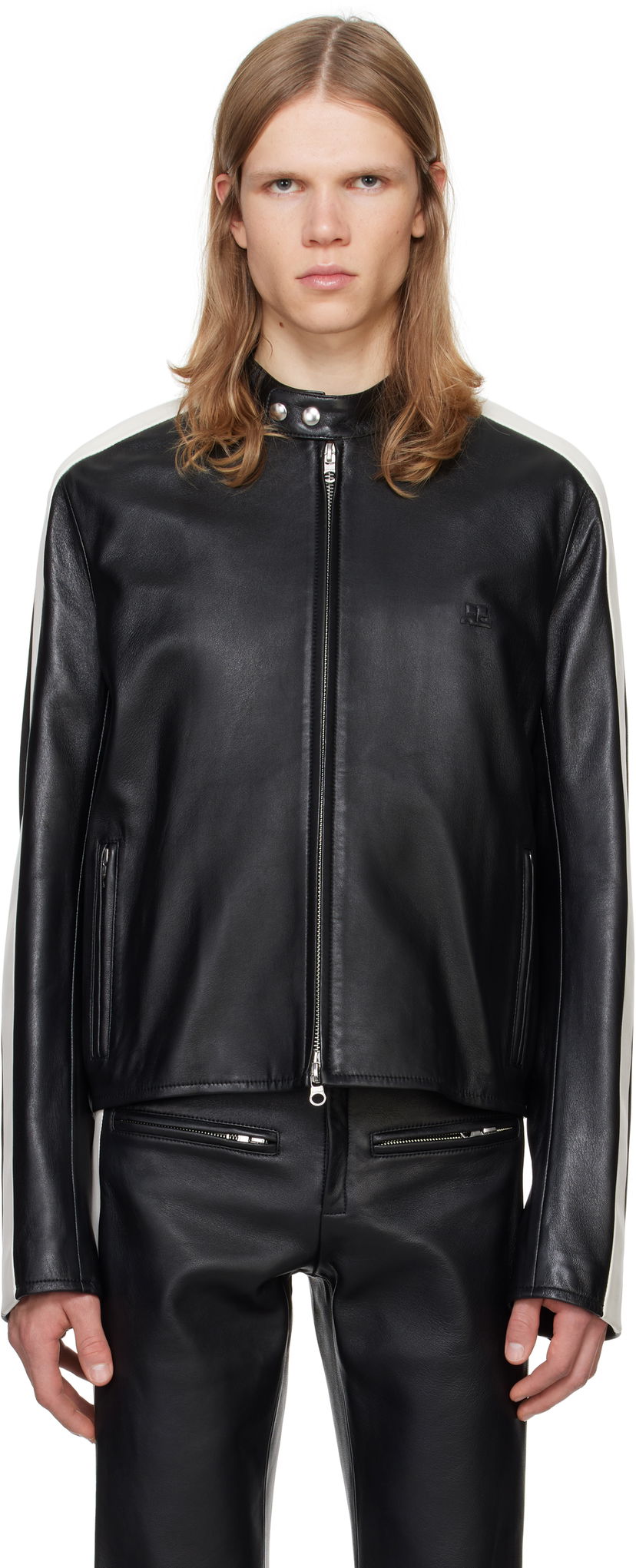 Jakna Courrèges Courrèges Contrast Biker Jacket Črna | 324LBL199CV0005