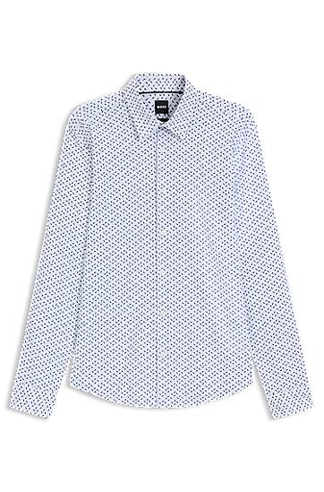 Srajce BOSS Slim Fit Performance-Stretch Printed Shirt Bela | 50545270