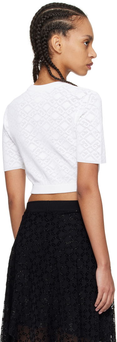 Krop-top Givenchy Givenchy Monogram 72 Jacquard Cropped Sweater Bela | BW90TT4ZPN100, 2