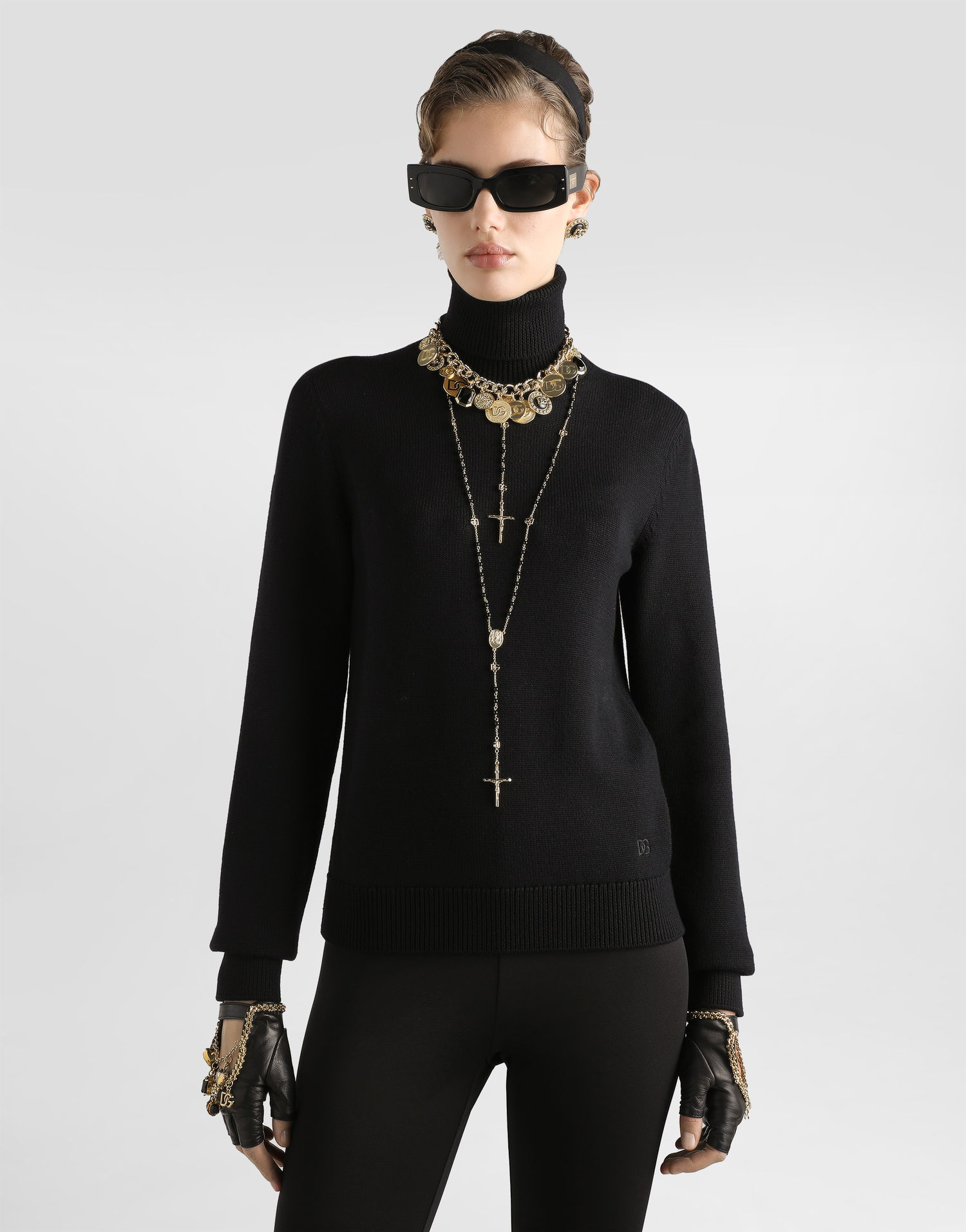 Pleteni pulover Dolce & Gabbana Dolce & Gabbana Wool Turtleneck Pullover Črna | FXW13ZJCVXNN0000, 1