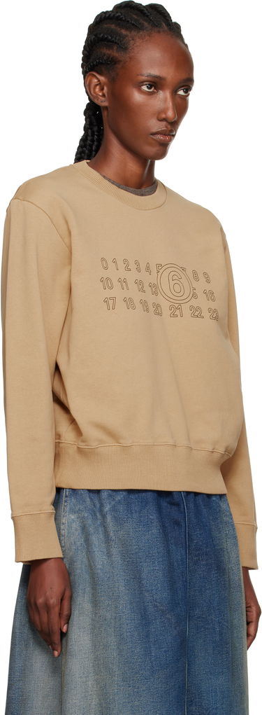 Pulover Maison Margiela MM6 Maison Margiela Printed-Logo Sweatshirt Bež | S52GU0248 M25025, 1