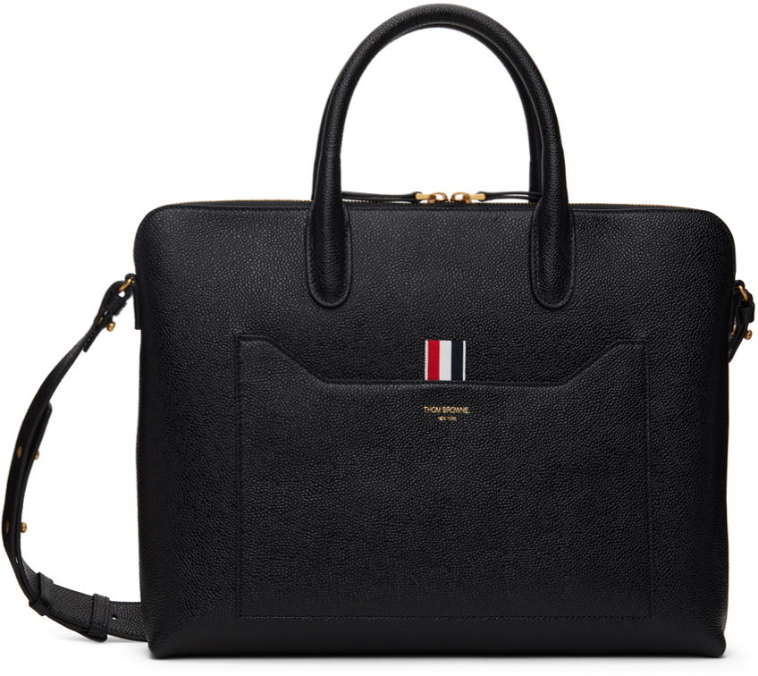 Torbica Thom Browne Thom Browne Pebble Grain Briefcase Črna | MAG444A-00198, 0