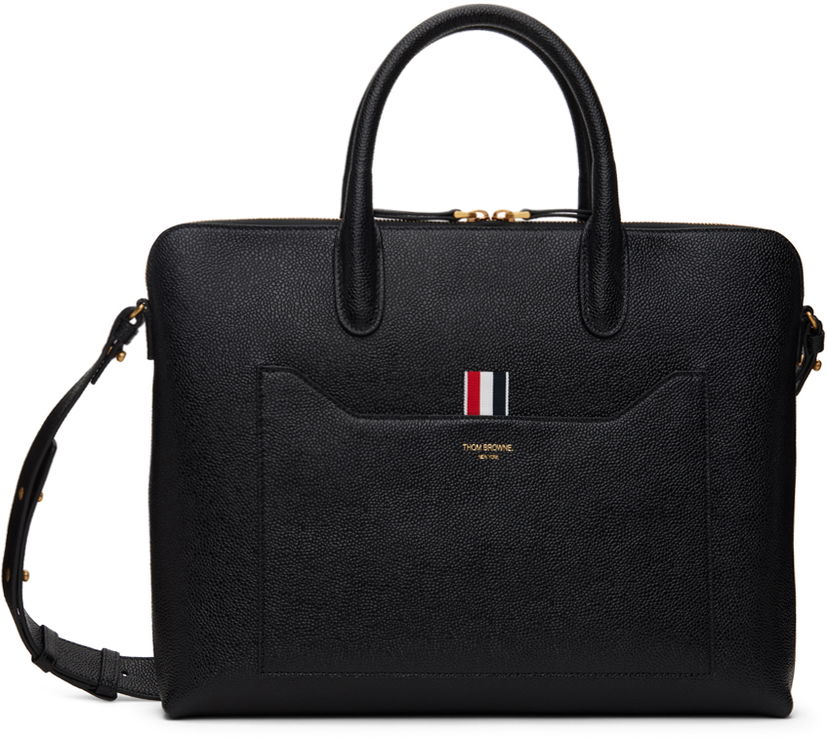 Torbica Thom Browne Thom Browne Pebble Grain Briefcase Črna | MAG444A-00198