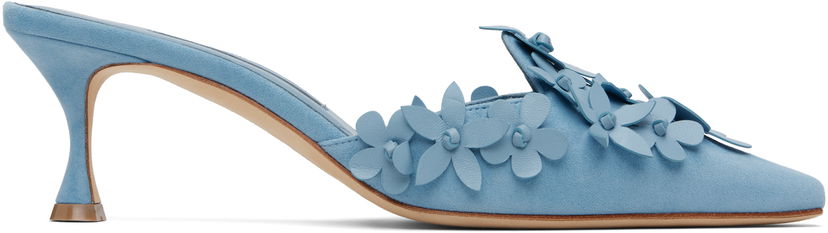 Modni dodatki Manolo Blahnik Manolo Blahnik Harnes Floral Appliqué Suede Mules Modra | 225-1763-0001