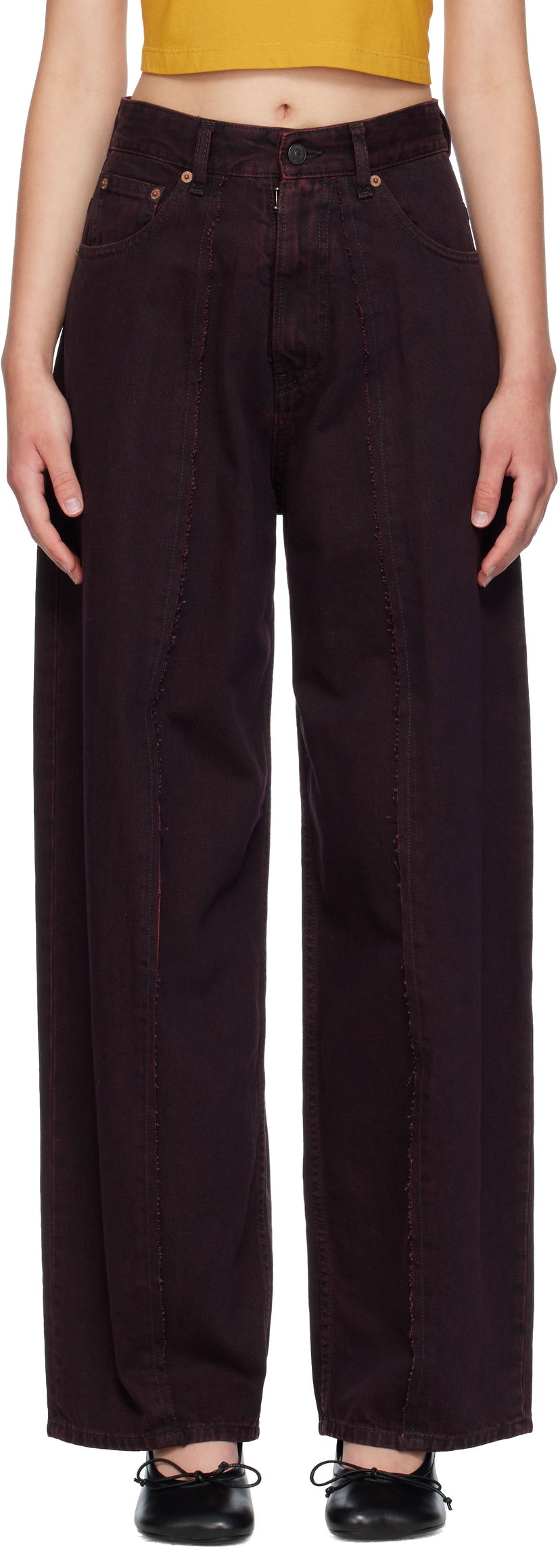 Kavbojke Maison Margiela MM6 Maison Margiela Wide-Leg Jeans Bordo | S52LA0264 M30032