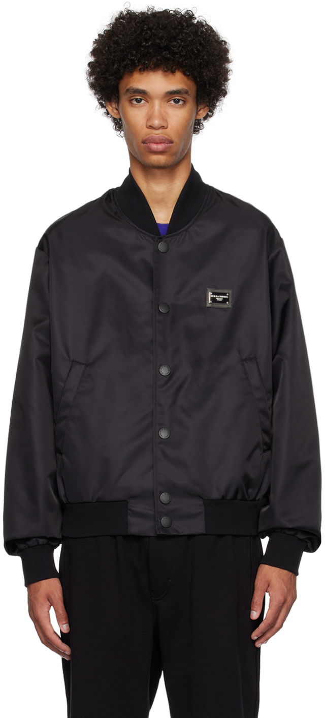 Bomber jakna Dolce & Gabbana Black Plaque Bomber Jacket Črna | G9ZO1TG7F2K