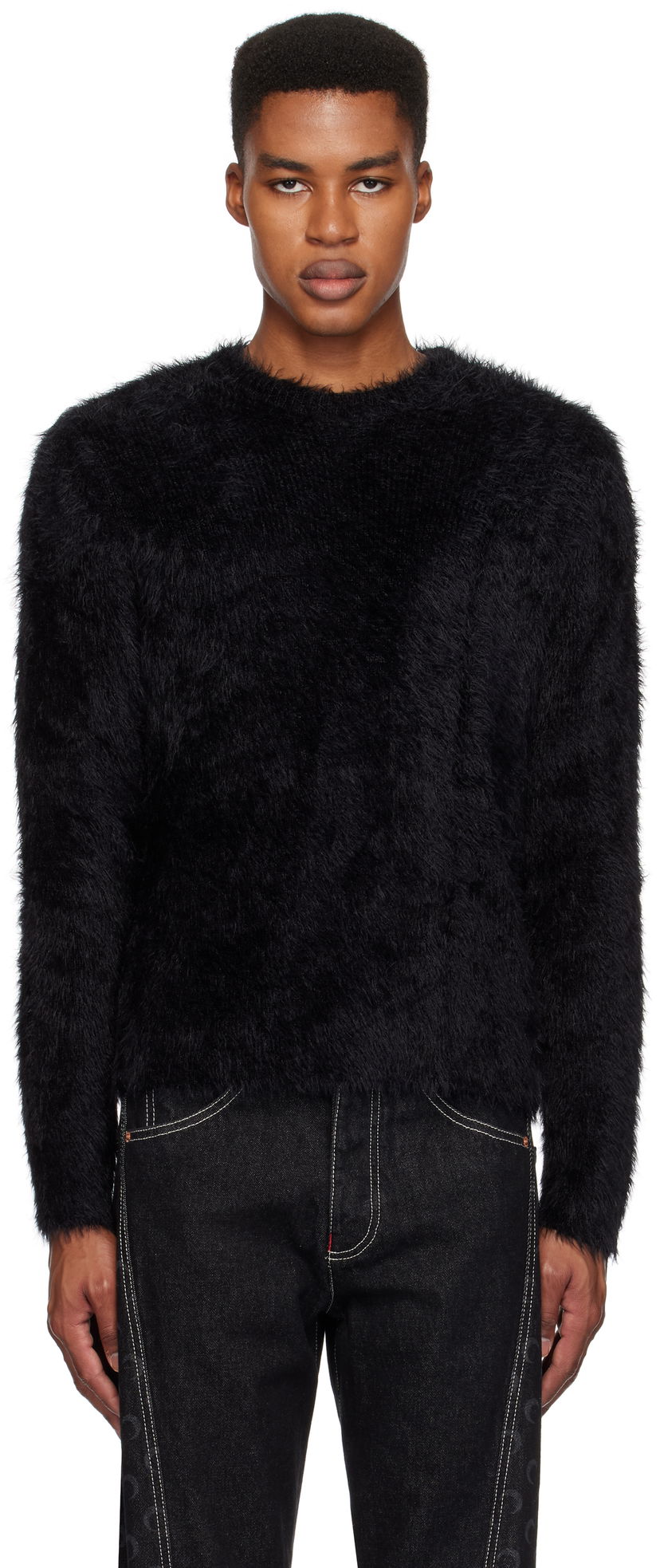 Pleteni pulover Marine Serre Puffy Knit Crewneck Sweater Črna | MTK017A CKNI0031