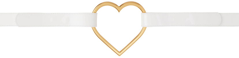 Pasovi Blumarine Heart Buckle Leather Belt Bela | P322W145A